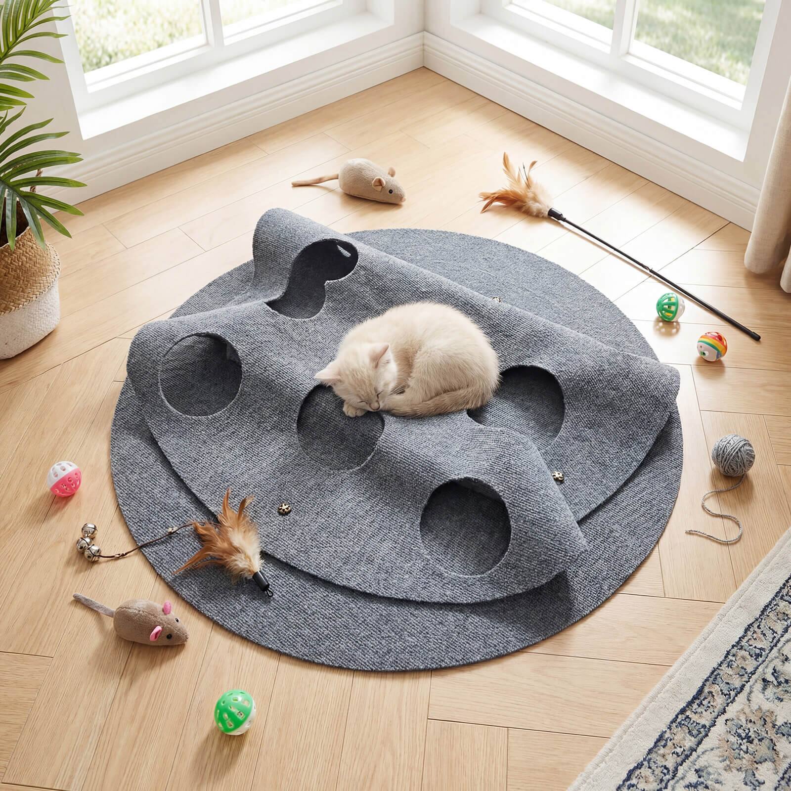 Alt View 4. Costway - Costway 40" Interactive Foldable Cat Tunnel with 8 Funny Cat Holes Pet Accessory for Indoor - Gray.