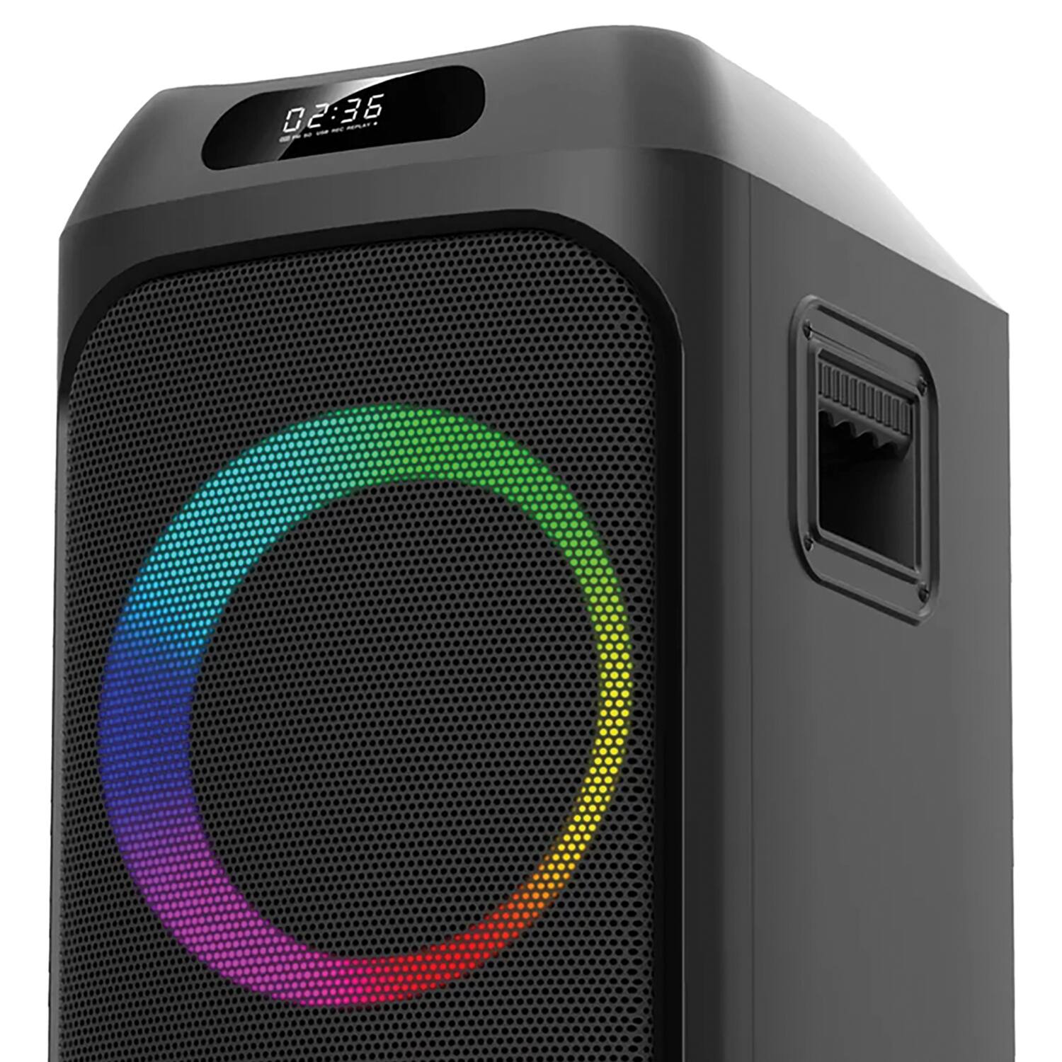 Angle. Gemini - Gemini Ghk-2800 Portable Bluetooth Tws Speaker With Led Party Lighting And Wired Microphone, Black, Ghk-2800 - Black.