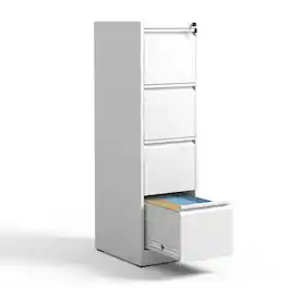 Loheer - 4 Drawer Metal Vertical File Cabinet with Lock for A4 Legal Letter Size