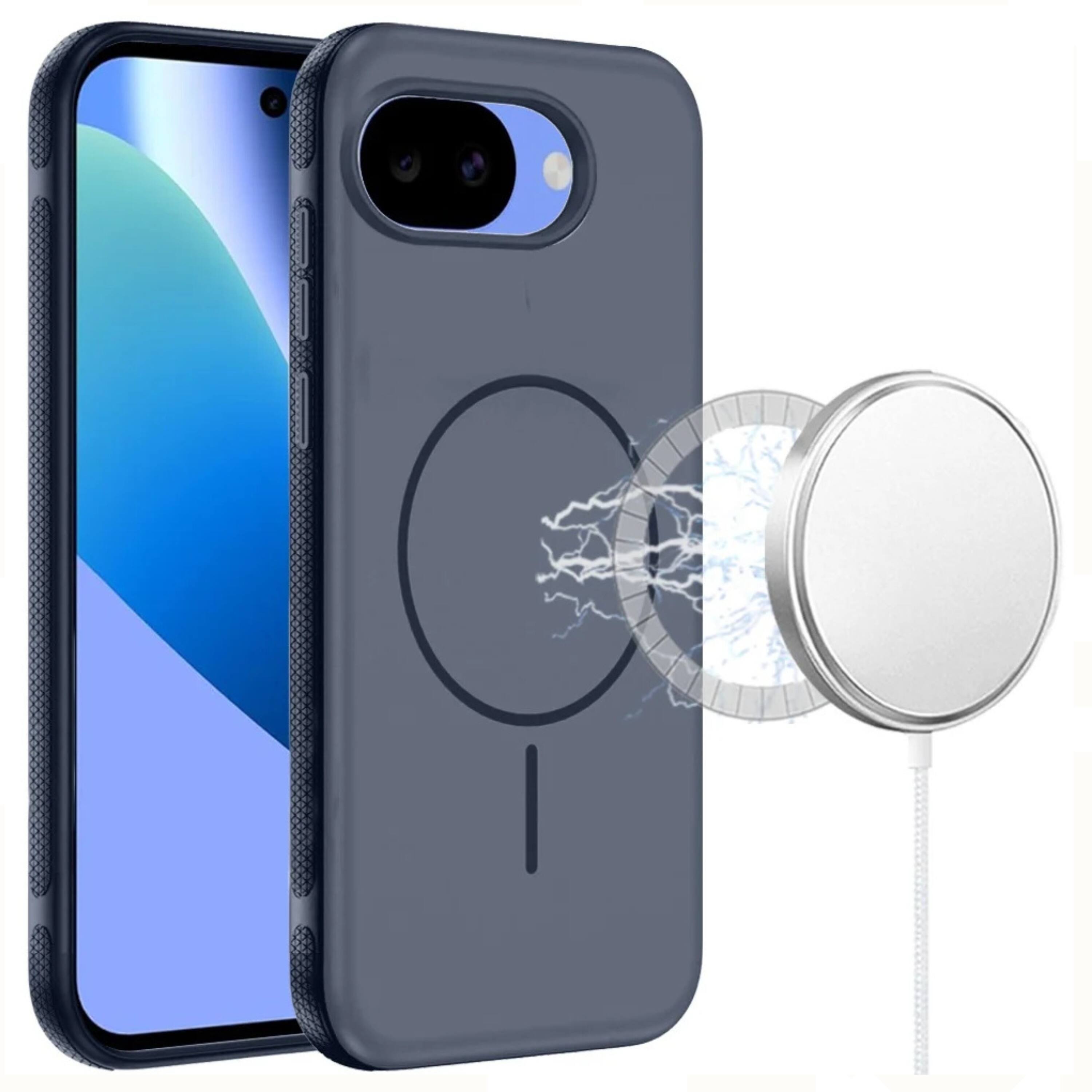 Angle. Kitcheniva - Rugged Side Grip Magnetic Circle With Tempered Glass For Google Pixel 10a Case Navy Blue - Navy.