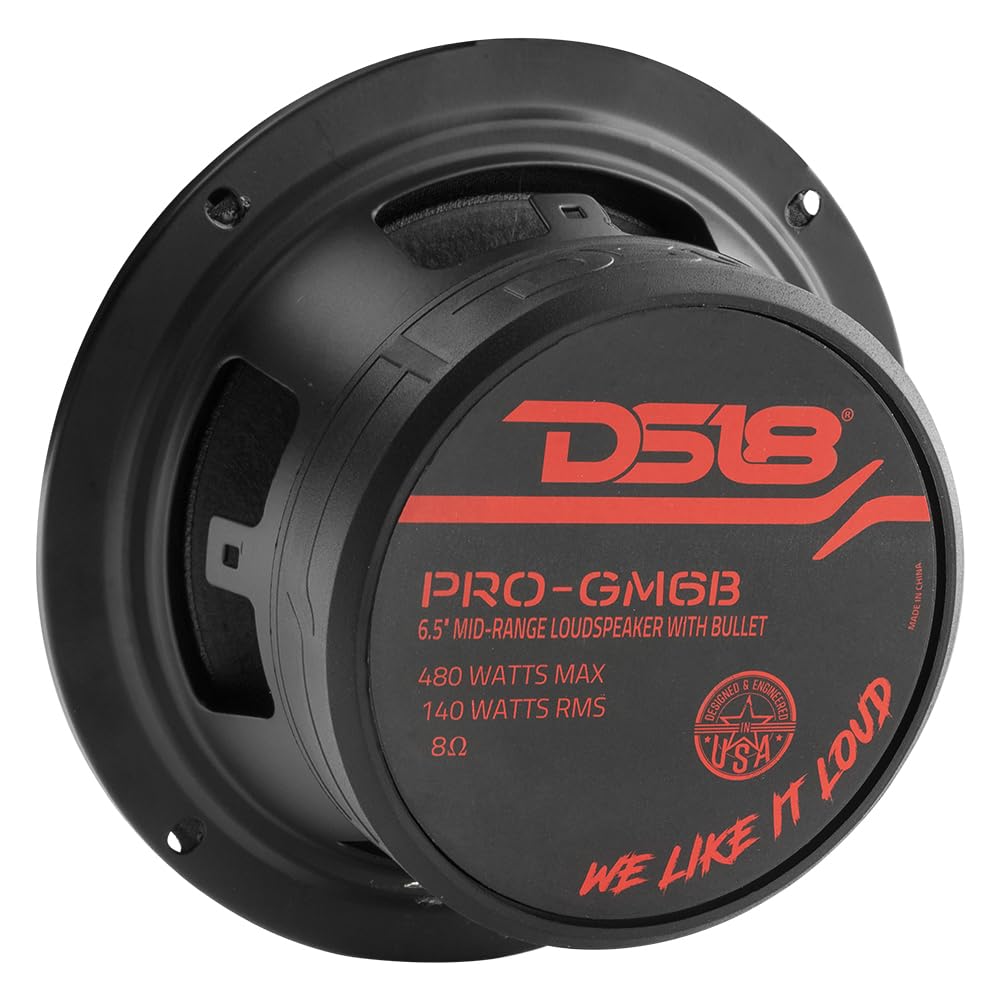 D518 PRO-GM6B  
6.5" MID-RANGE LOUDSPEAKER WITH BULLET  
480 WATTS MAX  
140 WATTS RMS  
8Ω  
MADE IN CHINA  
DESIGNED & ENGINEERED IN USA  
WE LIKE IT LOUD
