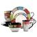 Front. Elama - Elama Country Cottage 16 Piece Stoneware Dinnerware Set - Multi.