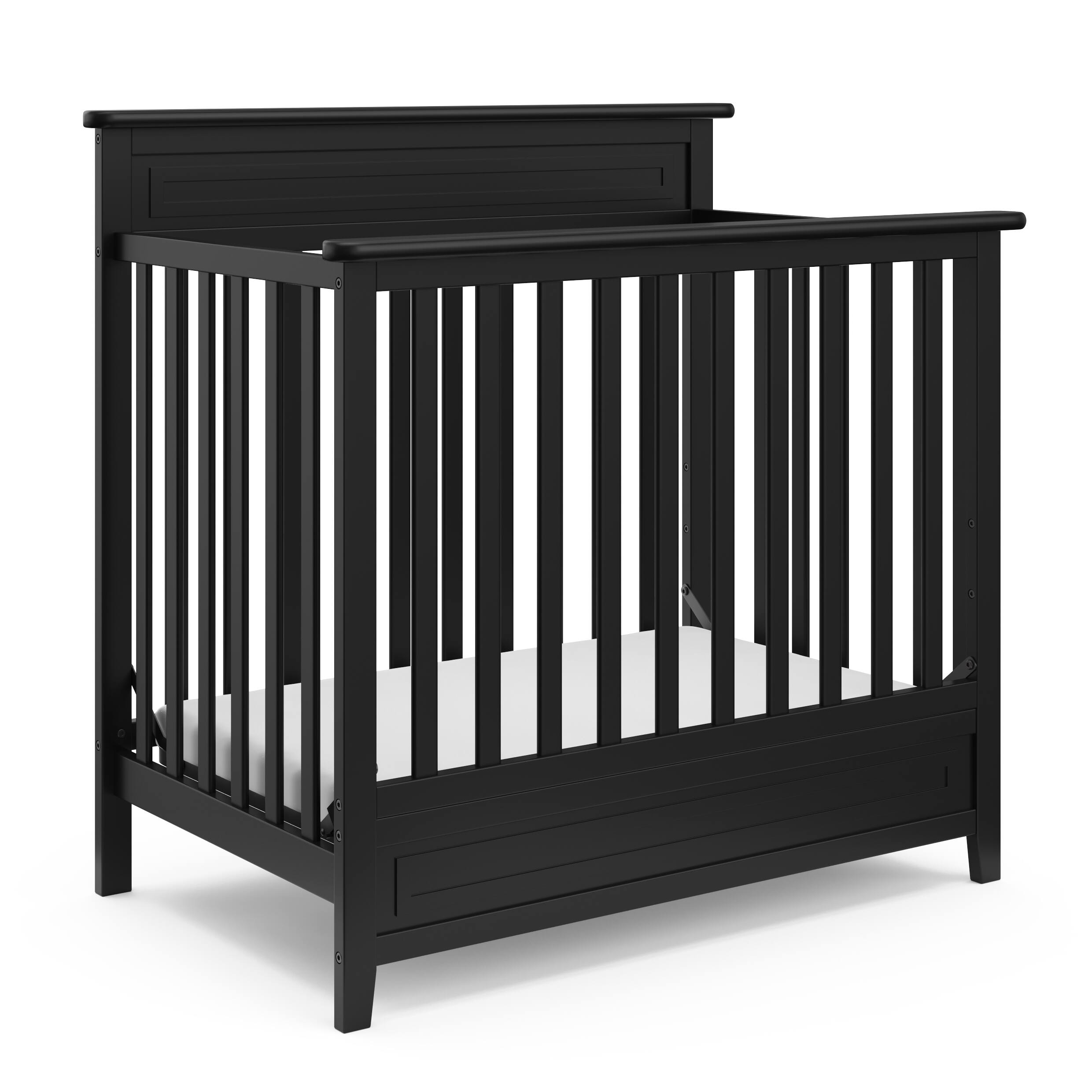 Storkcraft - Petal 4-in-1 Convertible Mini Crib - Black - Front_Zoom