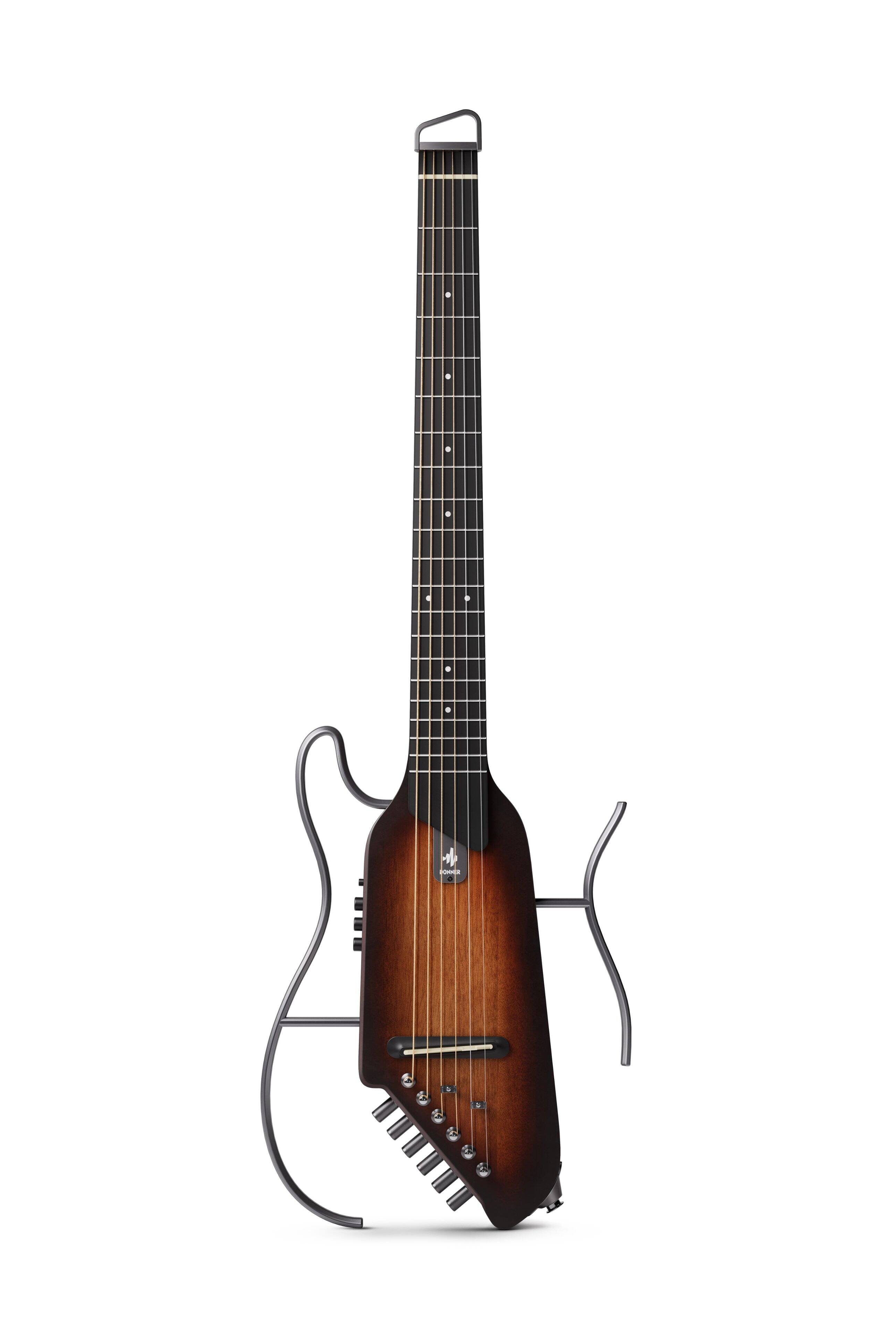 Donner music - Donner HUSH™ I Acoustic-Electric Guitar Kit for Travel Practice Color - Mahogany Sunburst