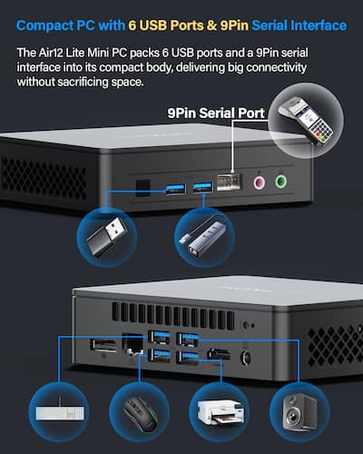 GEEKOM Air12 Lite Mini PC, Intel 13th Alder Lake N95 Desktop GEEKOM Air12 Lite Mini PC, Intel 13th Alder Lake N95 Desktop