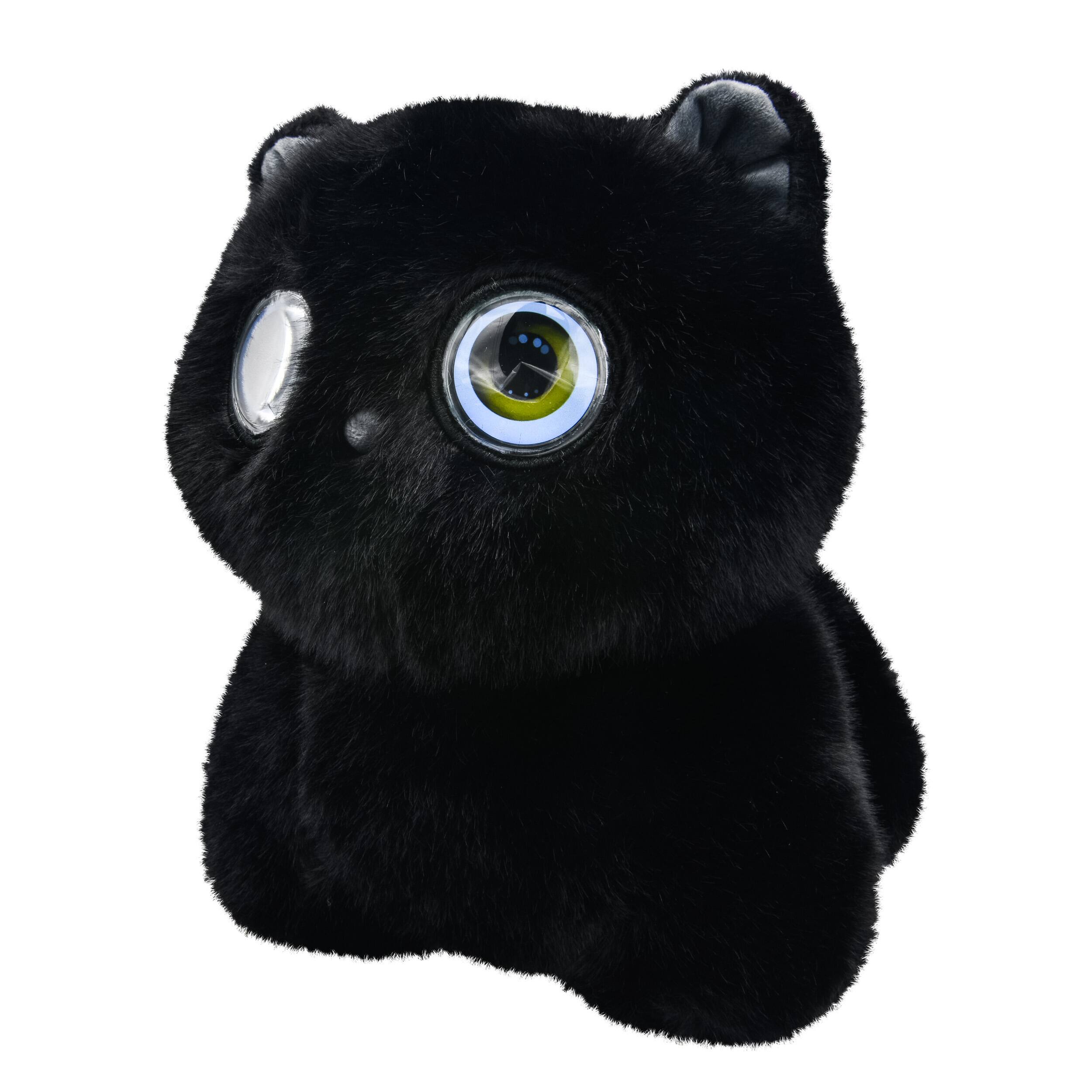 Left. Contixo - AI Pixie-Paw Smart Interactive Plush Cat – AI Companion Stuffed Toy with Voice, Expressive Eyes & Touch-Activated Play - Black.