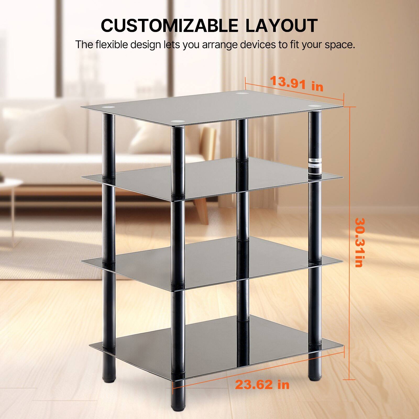 CUSTOMIZABLE LAYOUT  
The flexible design lets you arrange devices to fit your space.  

13.91 in  
30.31 in  
23.62 in