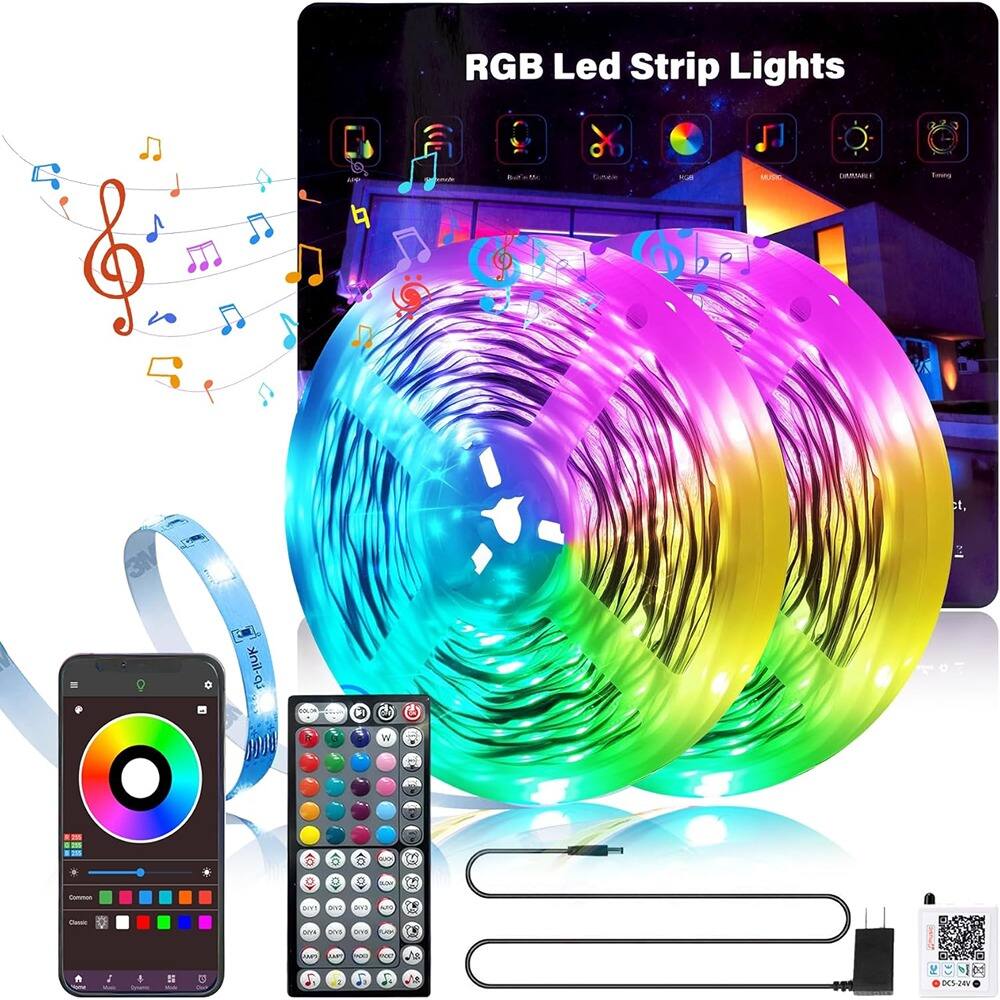 PARKER SLATER - 200ft LED strip lights for bedroom, color-changing indoor lighting with music sync, app and remote control - RGB