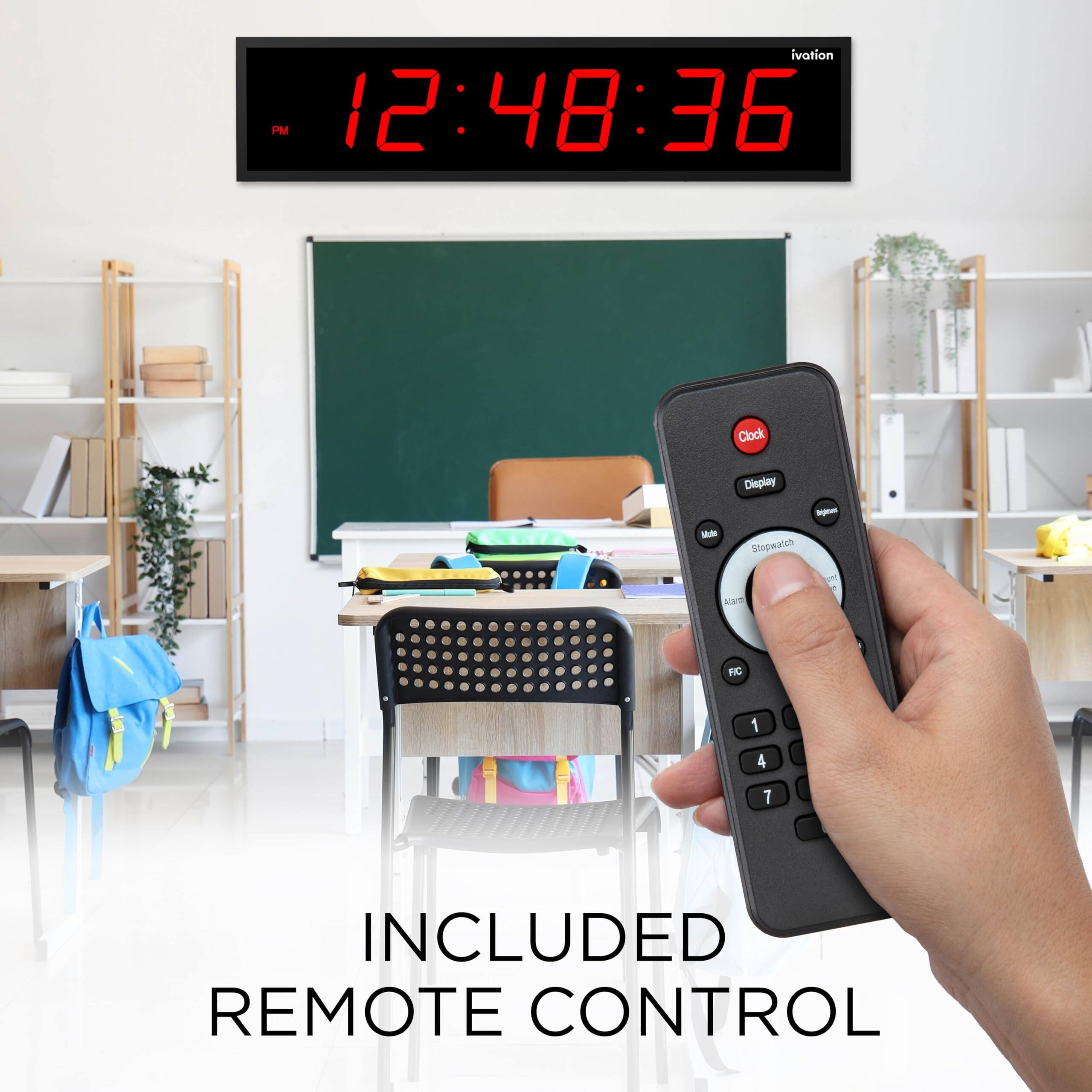 ivotion PM 5:48:30 Clock Display - Wall Clock with Remote Control Included