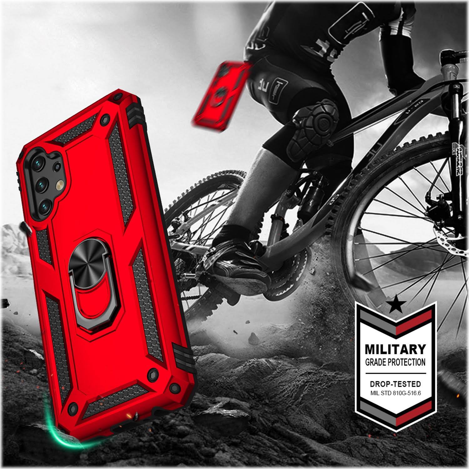 Alt View 16. SaharaCase - Military Kickstand Series Case for Samsung Galaxy A13 4G and A13 LTE - Red.
