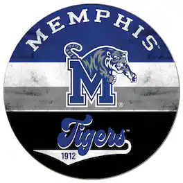 Jardine - Memphis Tigers 20'' x 20'' Retro Logo Circle Sign - Blue