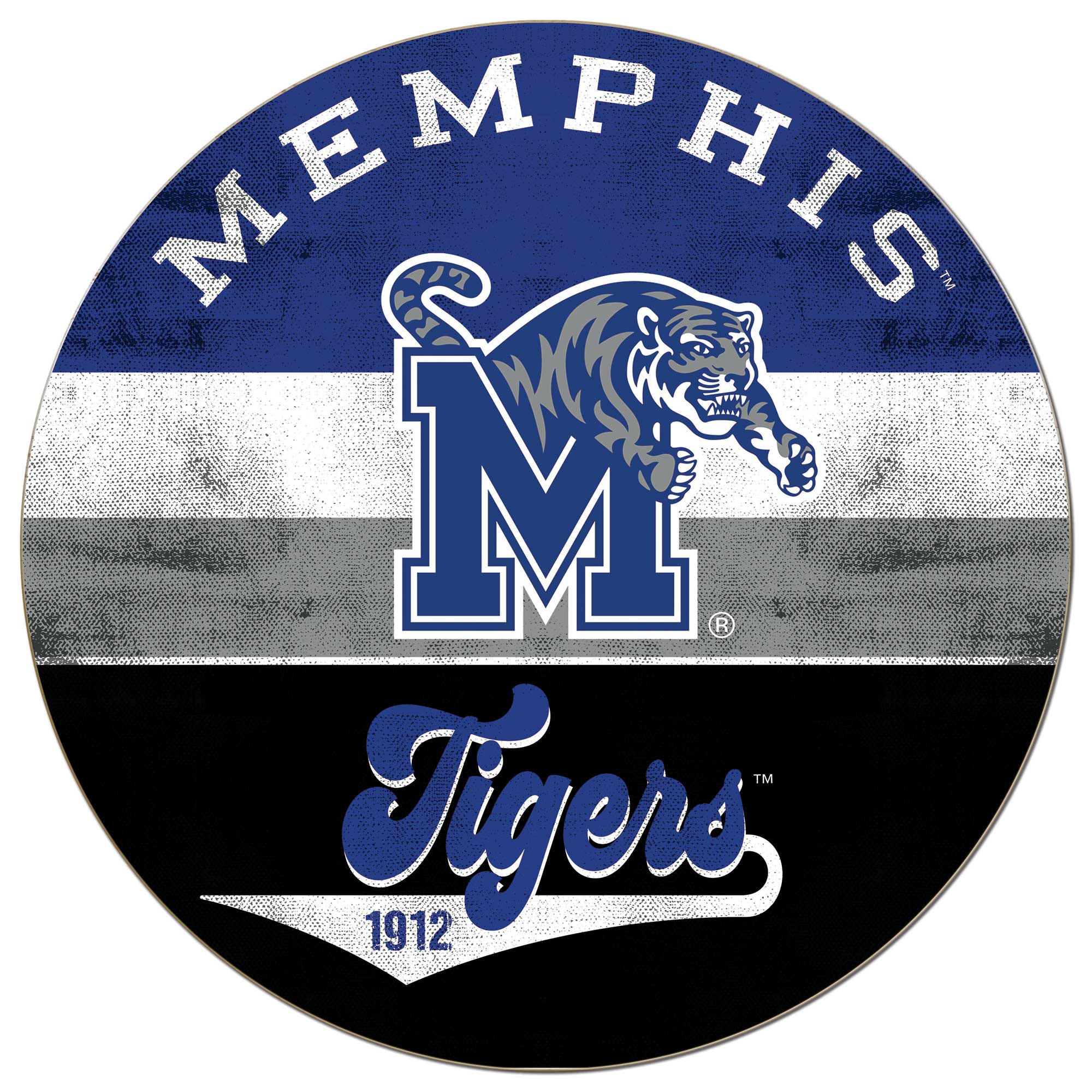 Memphis Tigers 20'' x 20'' Retro Logo Circle Sign