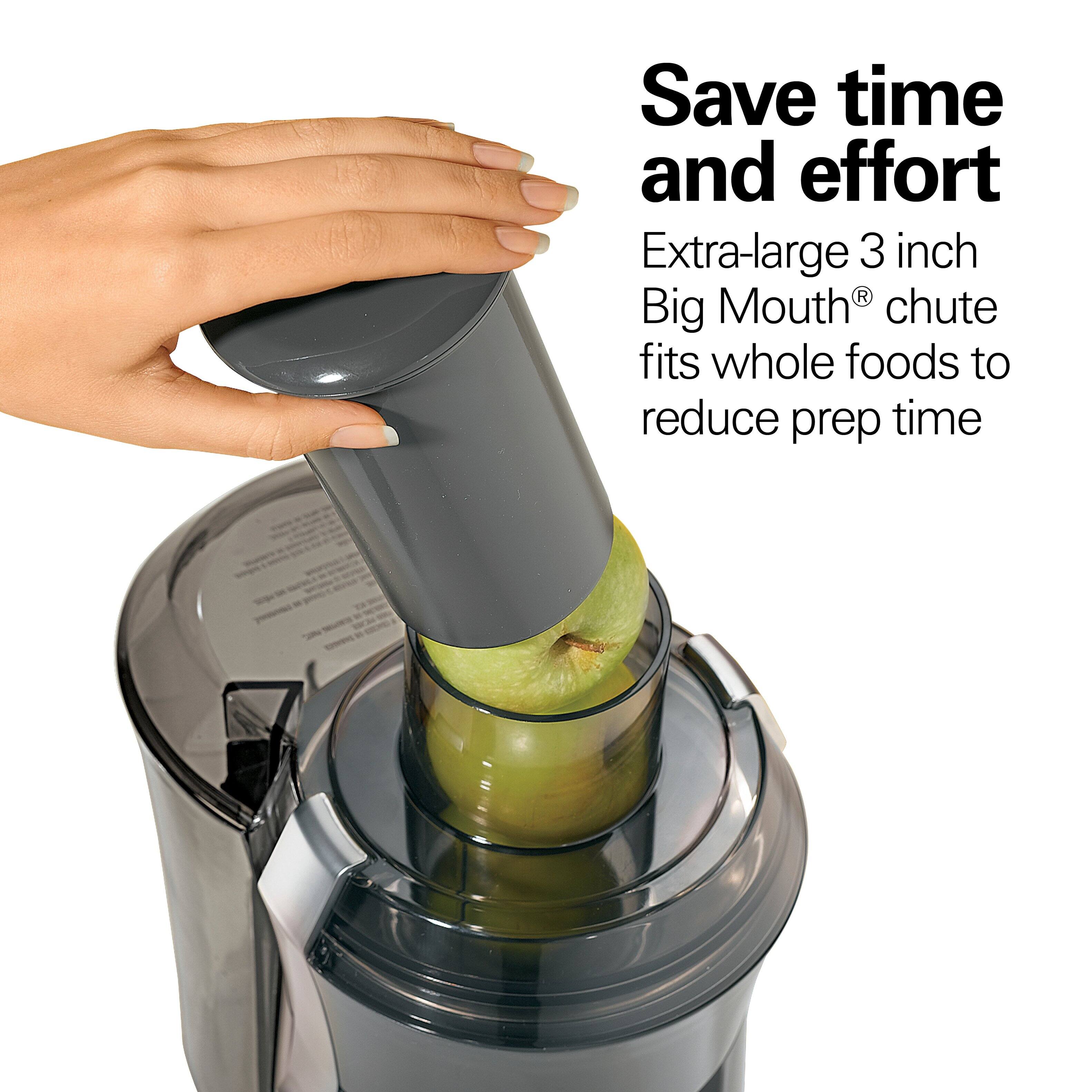 Save time and effort

Extra-large 3 inch Big Mouth® chute fits whole foods to reduce prep time