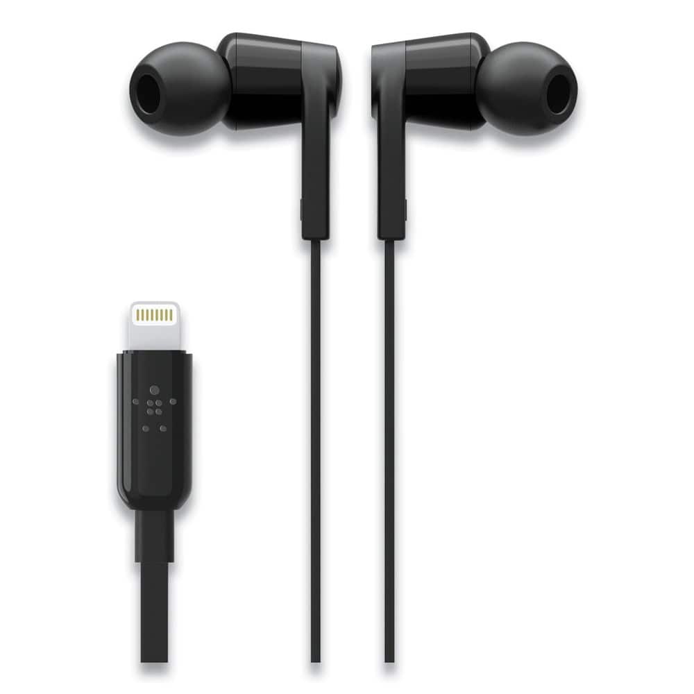 Belkin - G3H0001BTBLK 44 in. Cord SOUNDFORM Headphones with Lightning Connector - Black