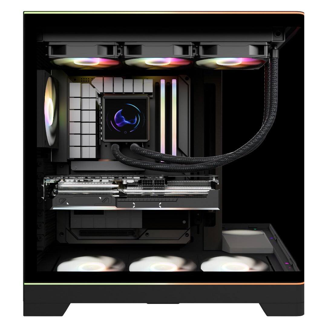 Left. Andromeda Insights - Ultra 50 V4 Gaming PC, GeForce RTX 5080 16GB, Ryzen 7 9800X3D, 32GB DDR5, 2TB SSD - Black.