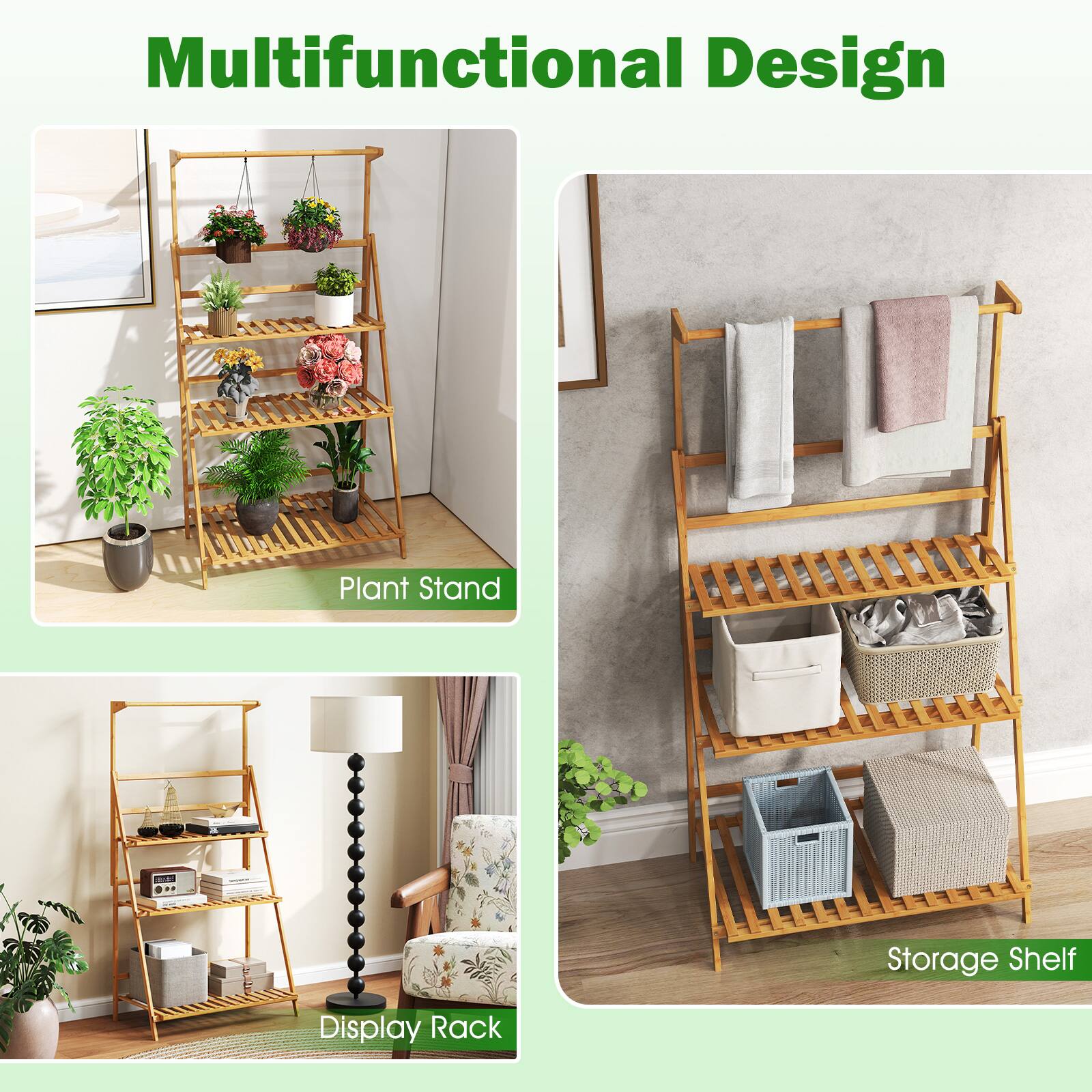 Multifunctional Design

Plant Stand

Display Rack

Storage Shelf