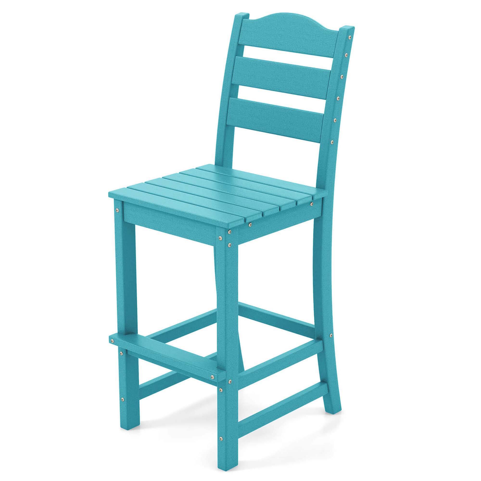 Alt View 5. Gymax - Gymax Set of 2 HDPE Bar Stool Patio Tall Chair Backrest Footrest All Weather Turquoise - Turquoise.
