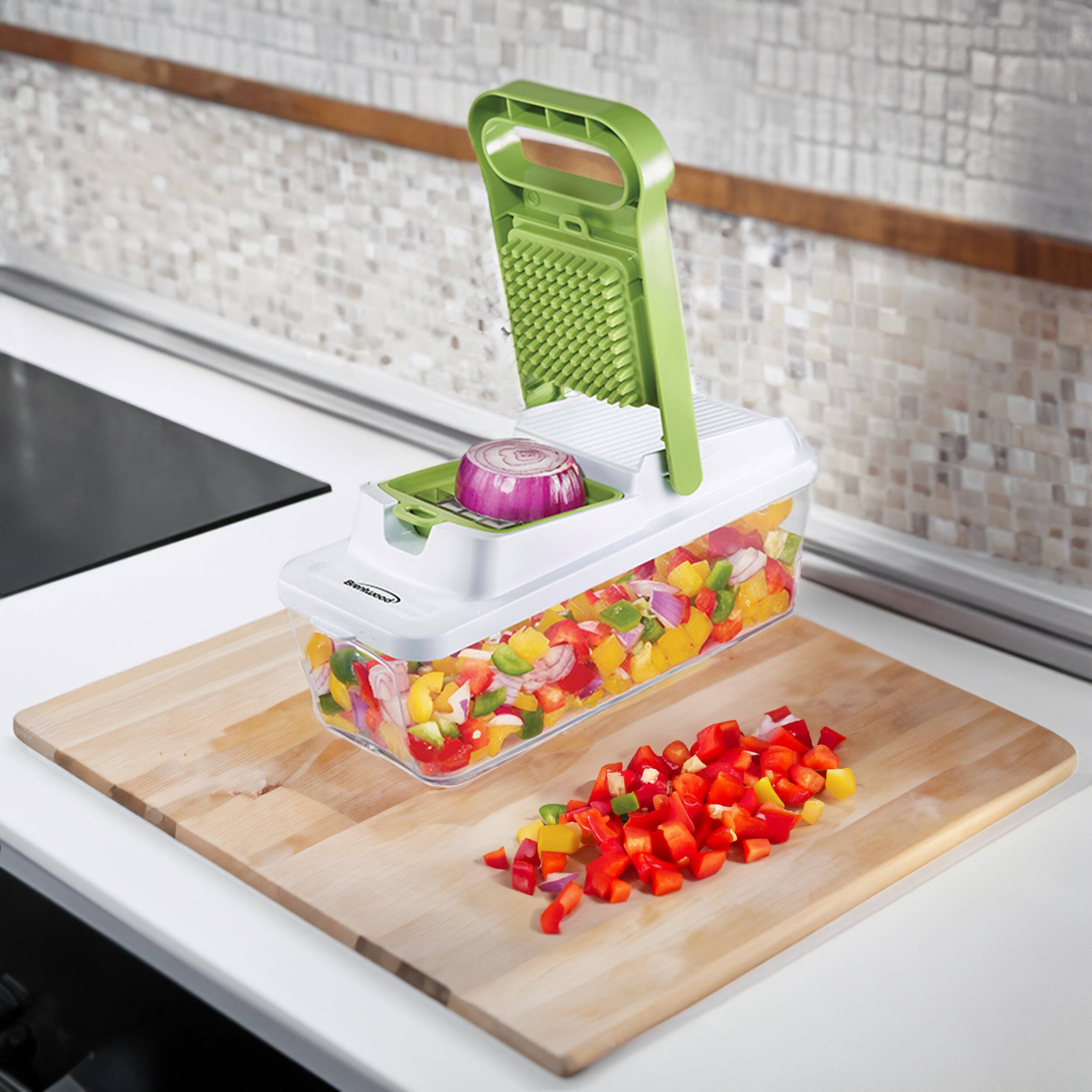 Alt View 7. Brentwood - Brentwood Food Chopper and Vegetable Dicer with 6.75 Cup Storage Container in Green - Green.