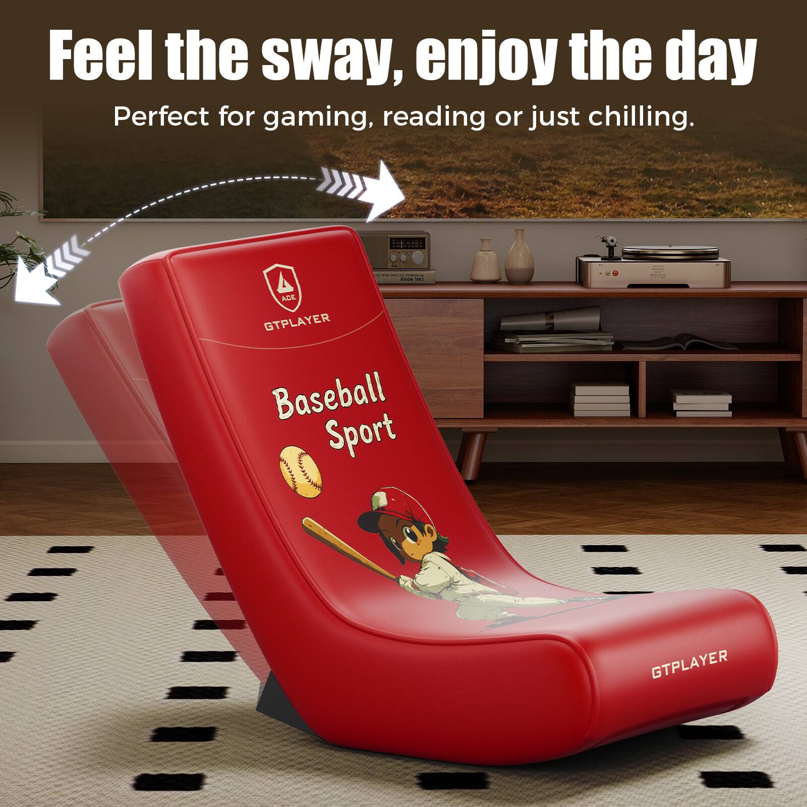 Feel the sway, enjoy the day  
Perfect for gaming, reading or just chilling.  

ADE GTPLAYER  
Baseball Sport  
GTPLAYER