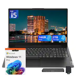 Lenovo - V15 G4 15.6" FHD Laptop,Intel i5-13420H,16GB RAM,1TB SSD+1TB Docking Station Set,UHD Graphics,Win 11 Pro - Black