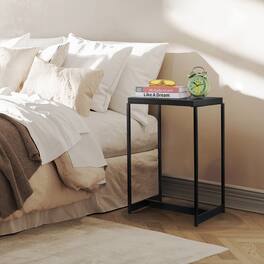 Oumilen - Set of 2 Nightstands, Modern End Tables with Metal Frame - Black