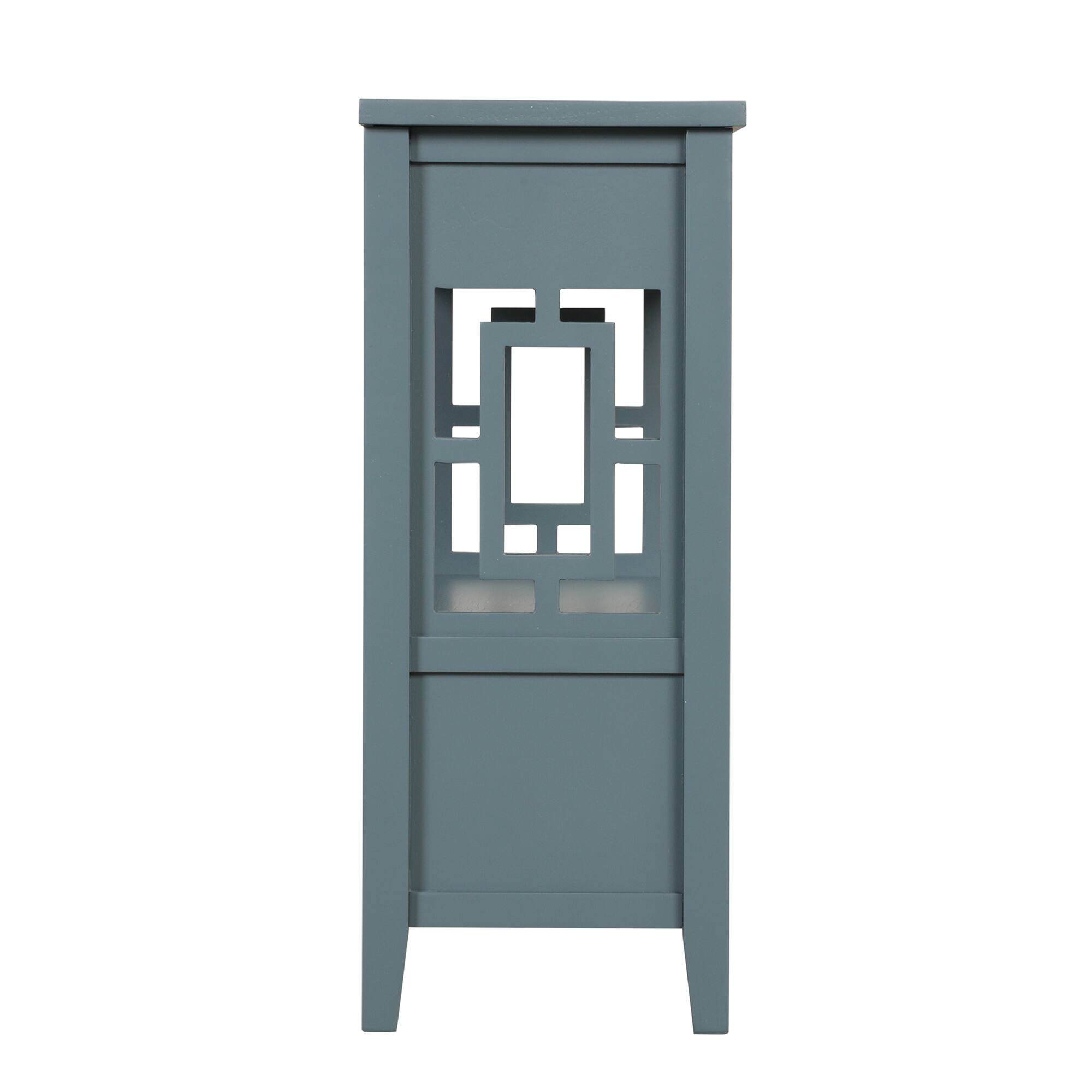 Alt View 4. GOODSILO - Farmhouse Pine Wood Console Table with Drawers and Storage Shelf for Entryway Living Room Bedroom Hallway Kitchen - Blue.