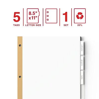 5 TABS  
8.5" x 11" LETTER SIZE  
1 SET  
20%  
calendar projects tasks