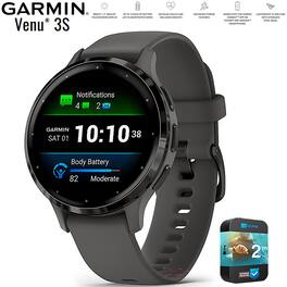 Garmin - Refurbished Excellent - Venu 3S Fitness GPS Smartwatch Slate/Black (41mm) + 2 Year Extended Warranty Bundle - Slate Stainless Steel|Pebble Gray - (2023)