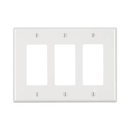 Leviton - 3 gang Thermoplastic Nylon Decorator Wall Plate 1 pk - White