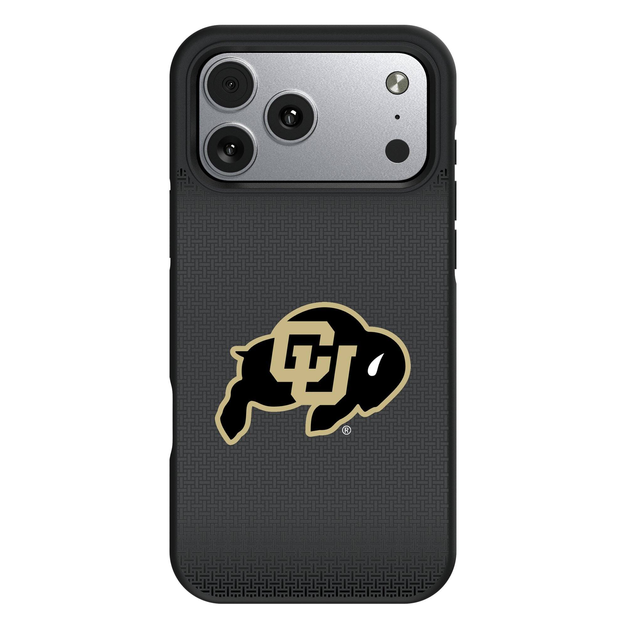 Front. Keyscaper - Colorado Buffaloes Bump Case with 8.2ft Drop Protection - 15 Plus - Black.