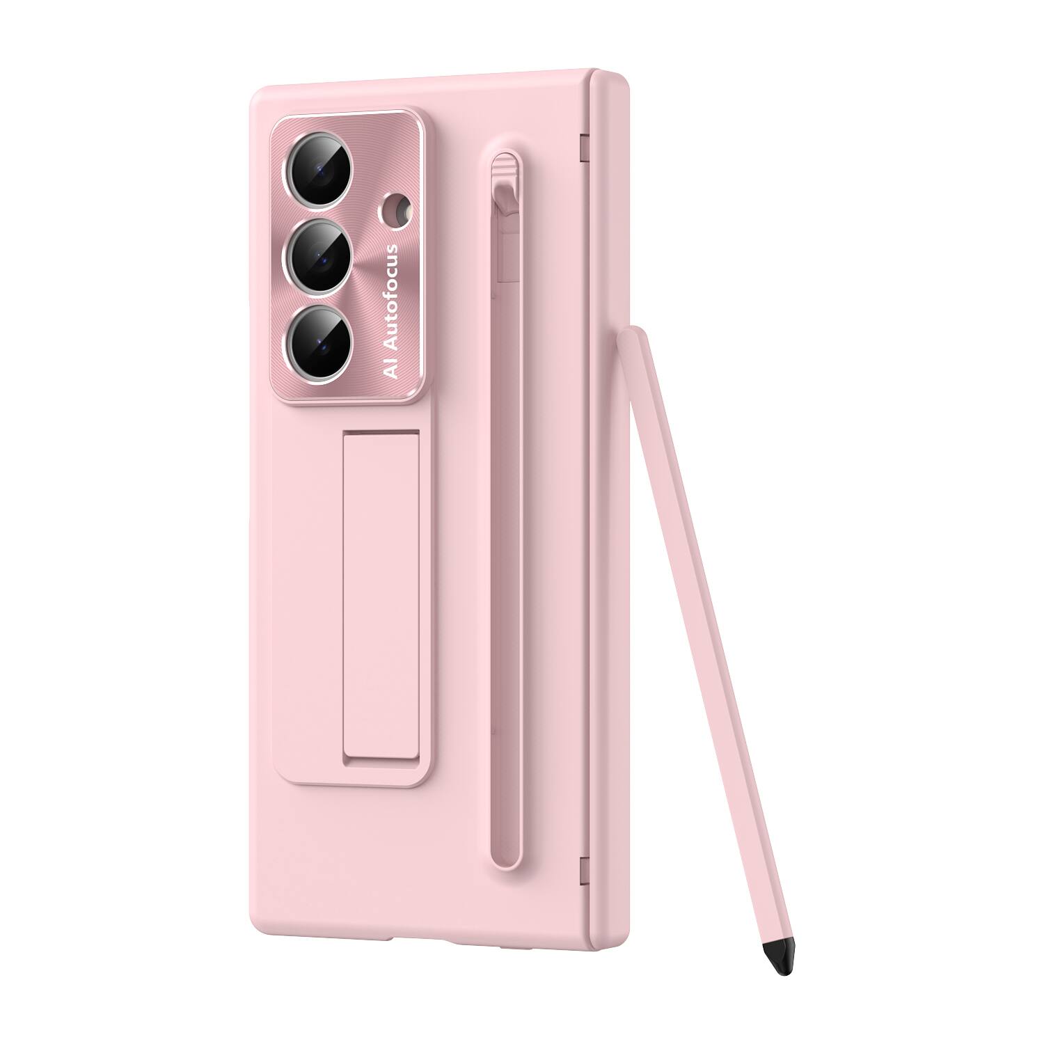 Alt View 4. Dteck - Fold Case For Samsung Galaxy Z Fold7 with Screen Protector+ Stylus, Shockproof Foldable Kickstand Hinge Protection Cover - Pink.