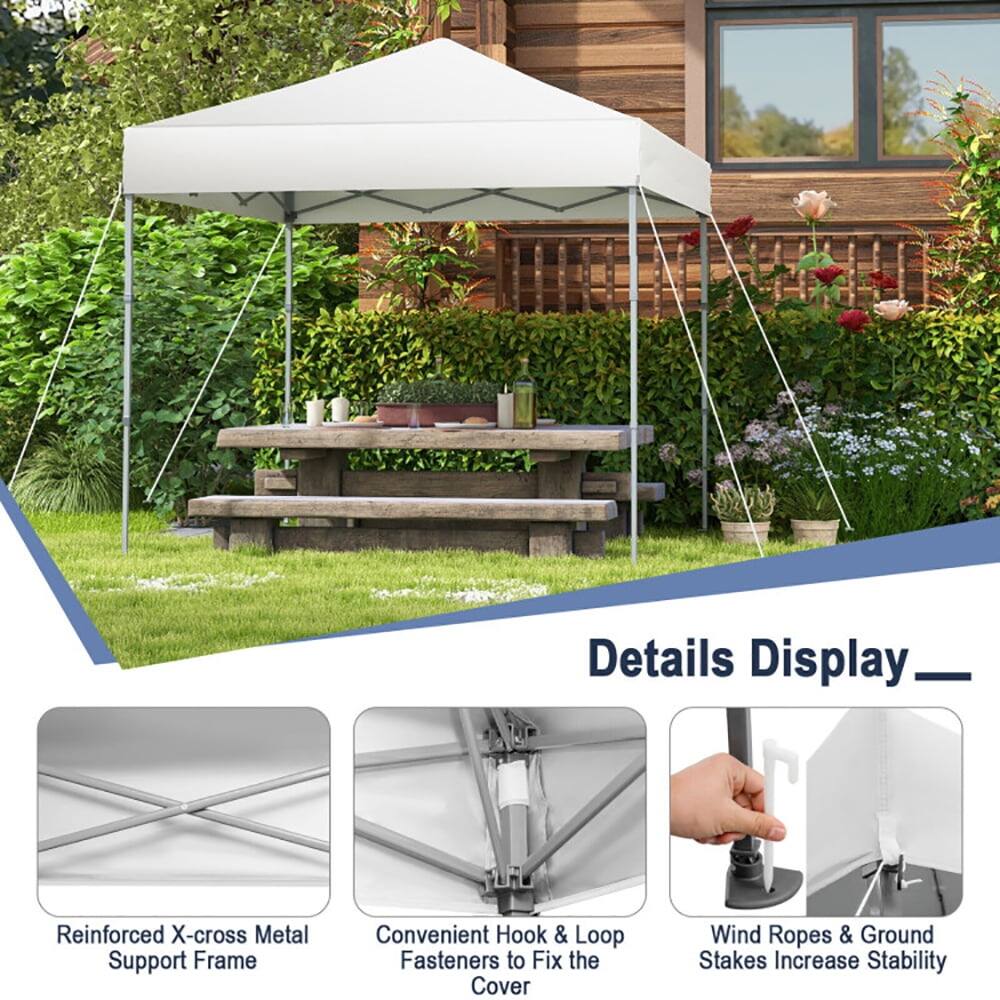 Details Display  
Reinforced X-cross Metal Support Frame  
Convenient Hook & Loop Fasteners to Fix the Cover  
Wind Ropes & Ground Stakes Increase Stability