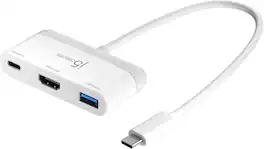 j5create - USB-C to HDMI & USB Male End .5 ft. Adapter with Power Delivery - White