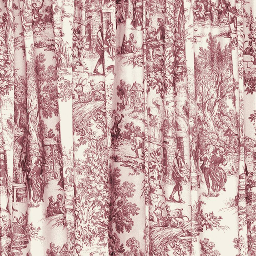 Left. Ellis Curtain - Ellis Curtain Victoria Park Toile Room Darkening Window Rod Pocket Pair Set With 2 Tiers - 2-Piece - 68" x 36" Red - Red.