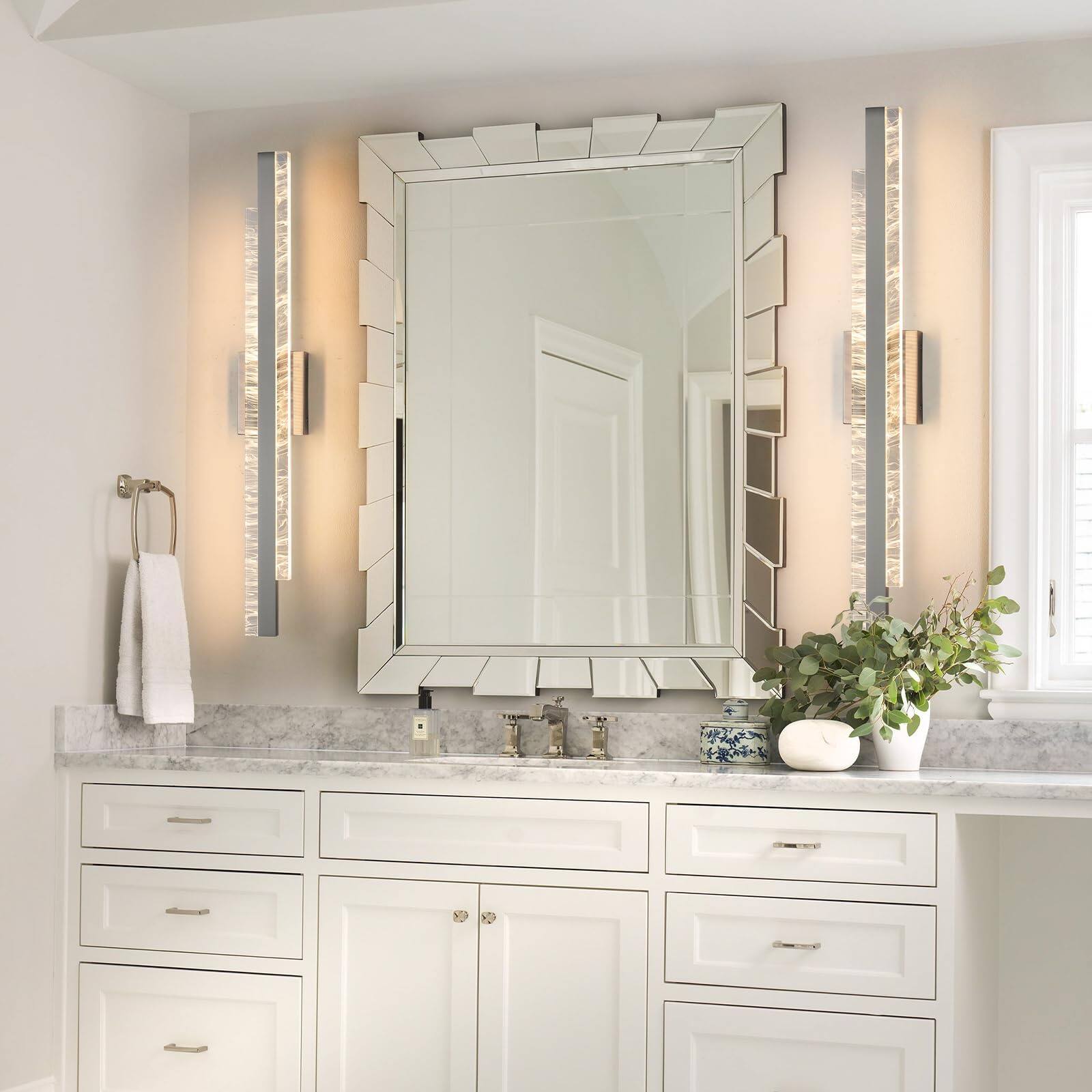 Alt View 1. PO3TICJUNKI3 - Modern Bathroom Vanity Light Brushed Nickel Inch w Dimmable Led Bath Bar Light Fixtures Over Mirror Wall - Brushed Nickel 24inch.