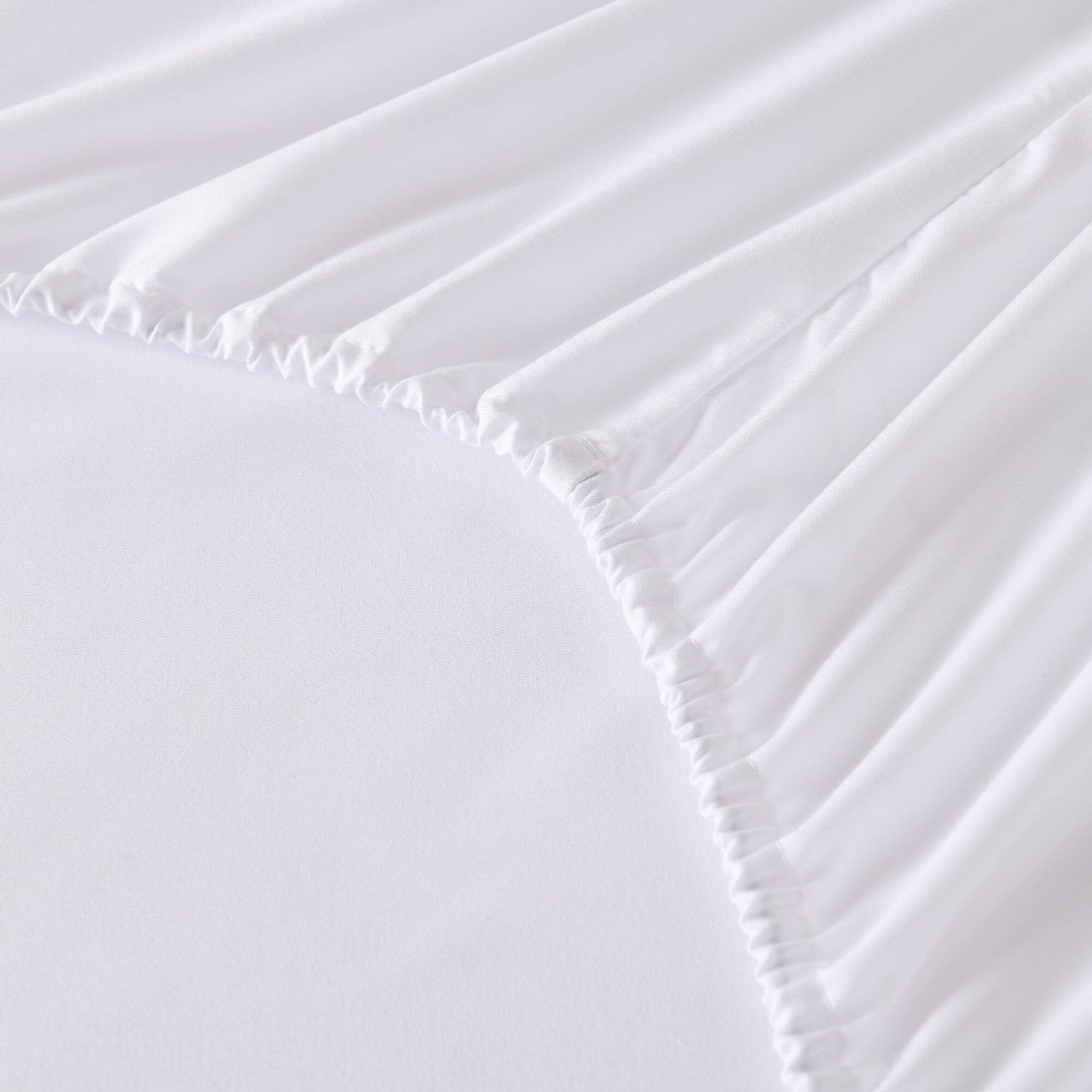 Alt View 1. MarCielo - Marcielo 3/4 Pcs Soft Solid & Embroidery Bed Sheets Set - White.