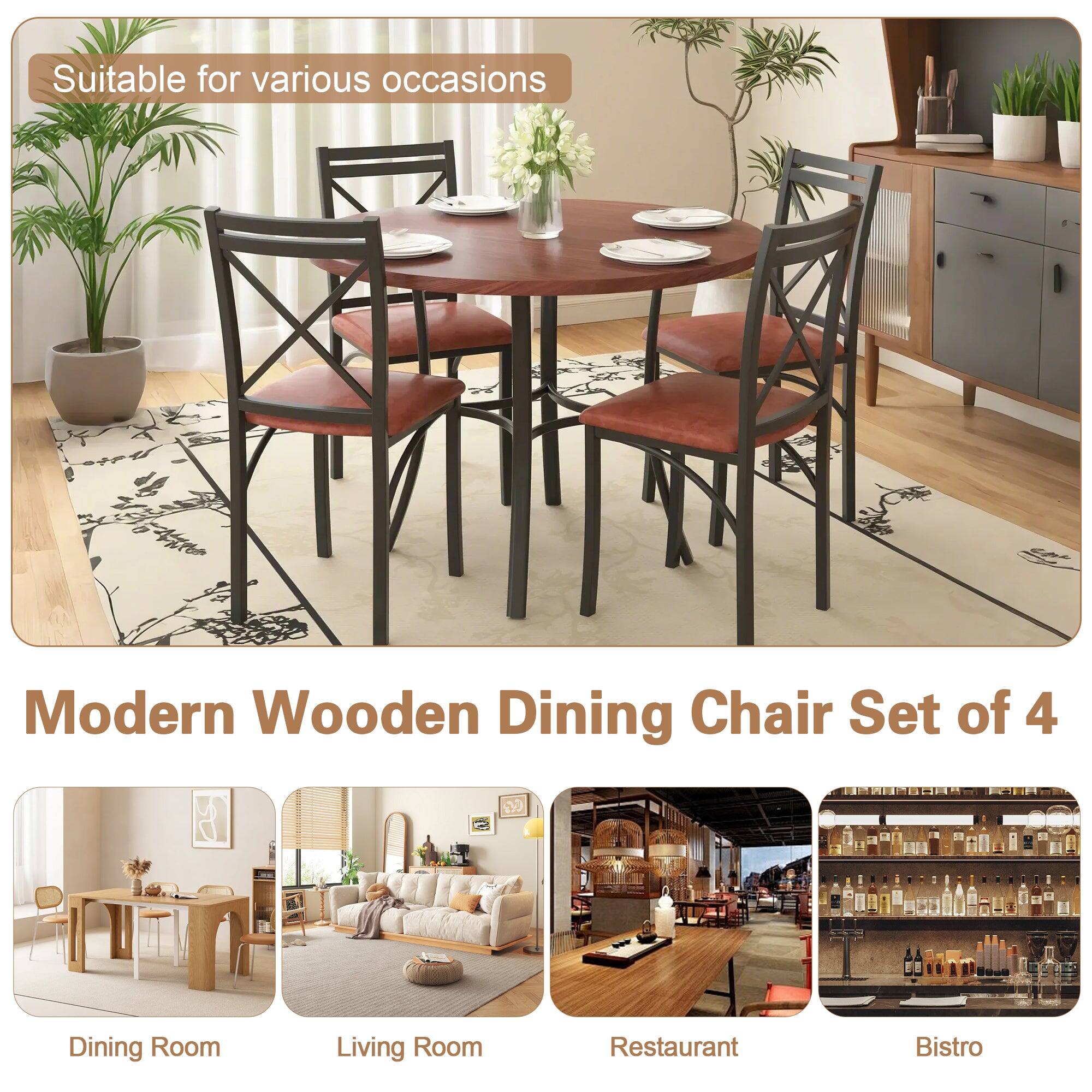 Suitable for various occasions

Modern Wooden Dining Chair Set of 4

Dining Room  
Living Room  
Restaurant  
Bistro