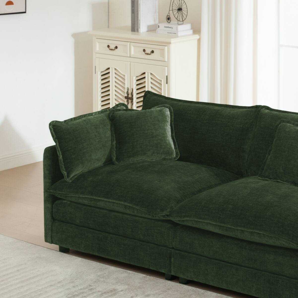 Alt View 6. Ropilly - Ropilly Green Chenille Sectional Sofa 3 Piece Sofa Set with Extra Deep Seat for Living Room - Green.
