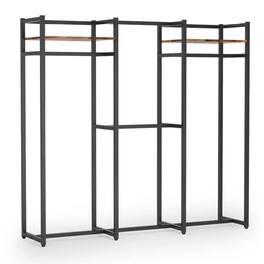 ALEXOUN - Portable Wardrobe Rack - 70" High Closet Organizer, 500 lbs Metal Frame, 4 Hanging Rods & 2 Shelves,Adjustable Feet,1pc - Black