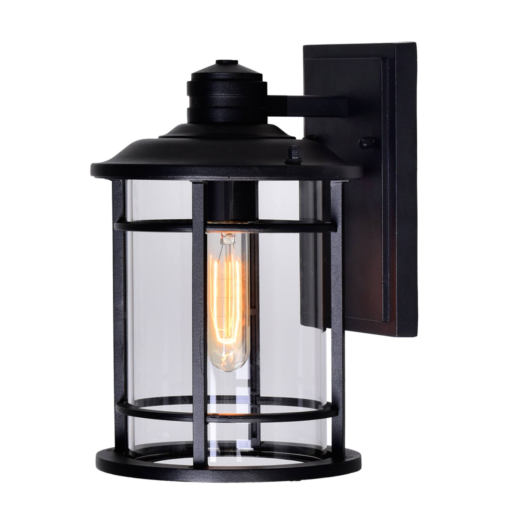 Angle. CWI Lighting - Belmont 1 Light Outdoor Black Wall Lantern - Black.