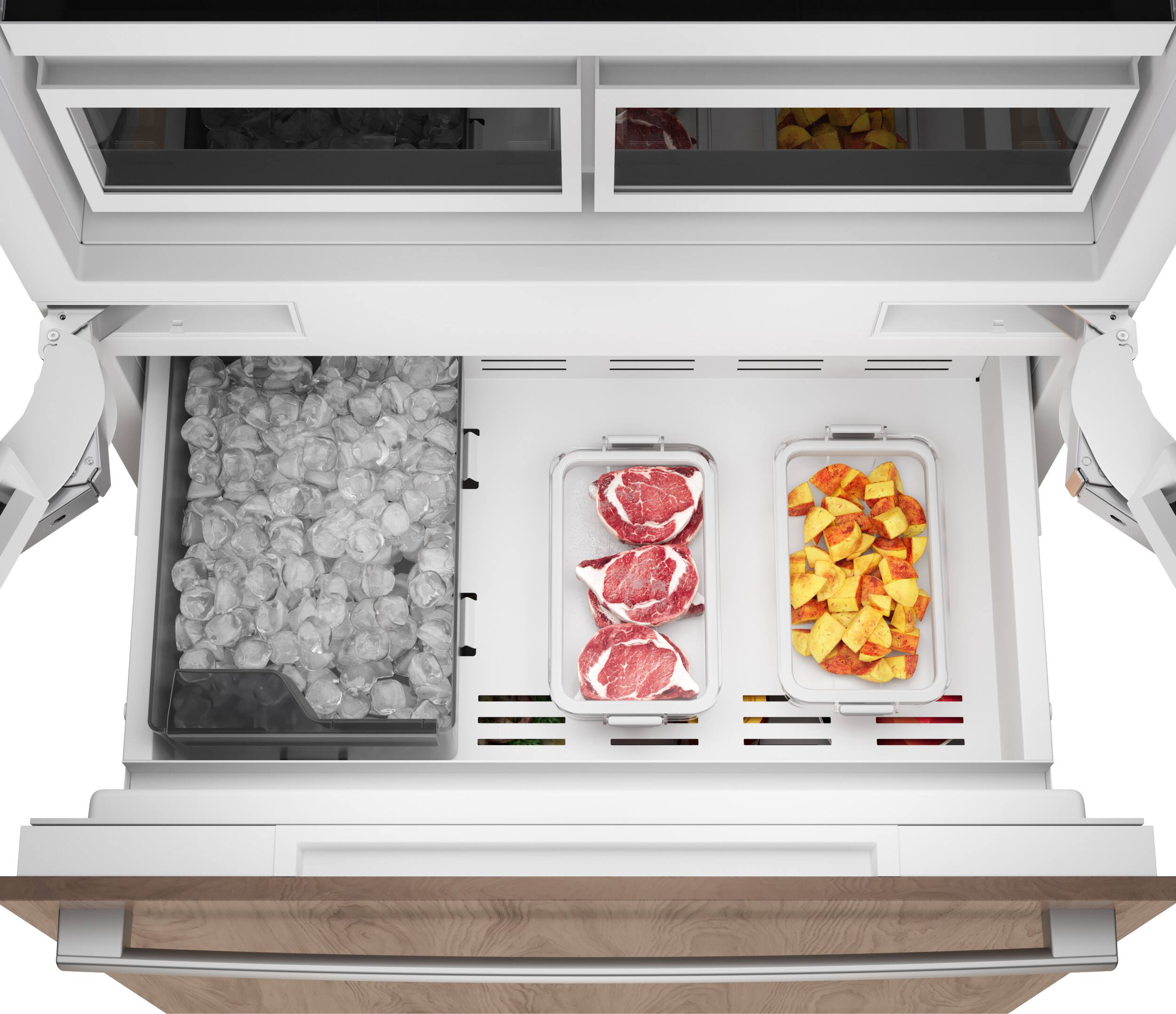 Alt View 14. Bosch - Benchmark Series 20.1 Cu. Ft. French Door Counter-Depth Smart Refrigerator - Custom Panel Ready.