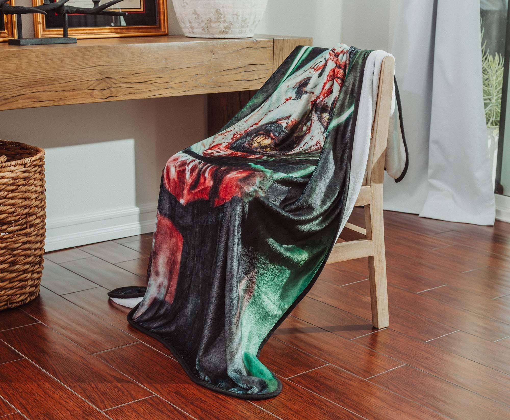 Alt View 2. Surreal Entertainment - Terrifier 2 Art the Clown Fleece Throw Blanket | 45 x 60 Inches - Black/Red.