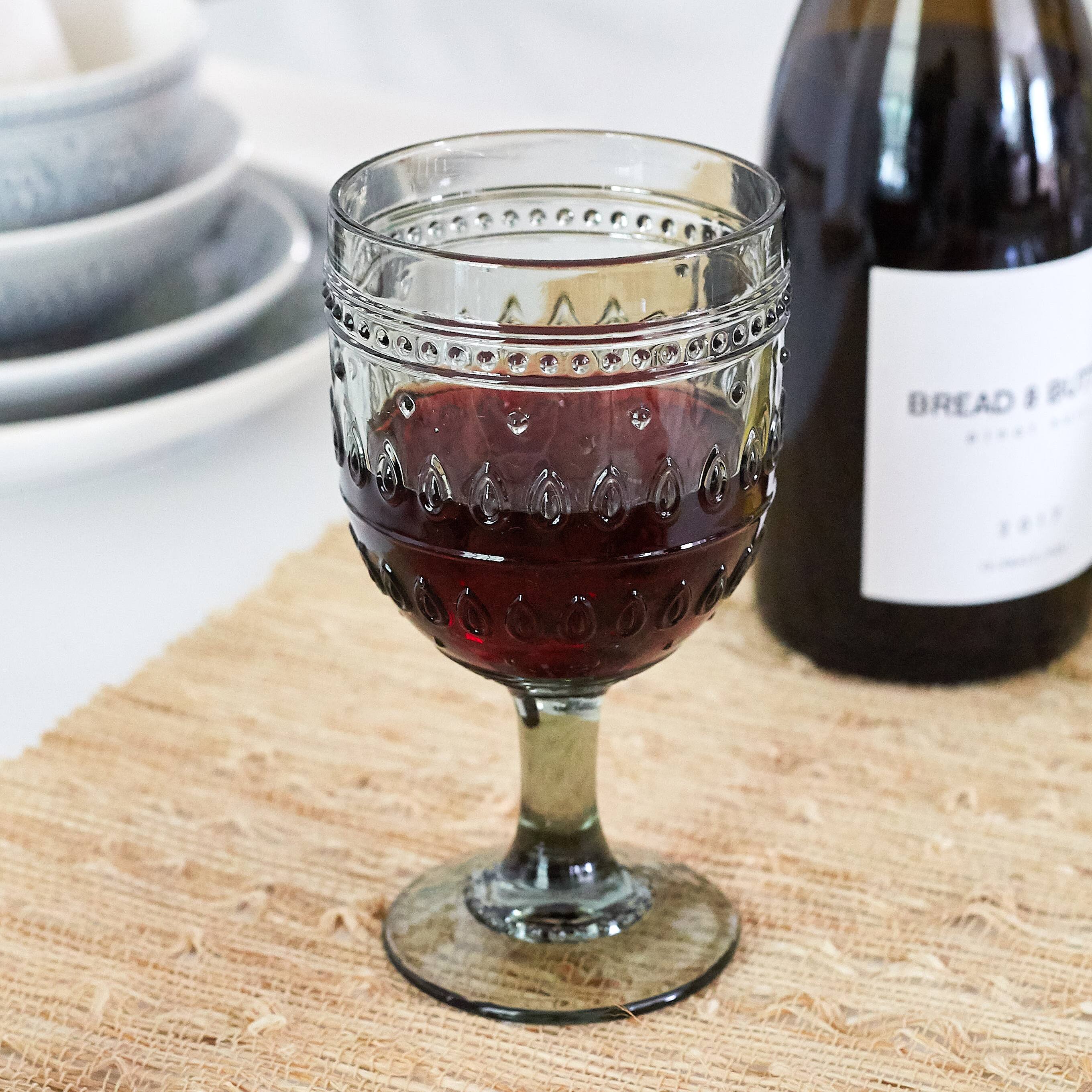 Angle. Euro Ceramica Home - Fez 4 Piece Wine Goblet Set - Grey - Grey.