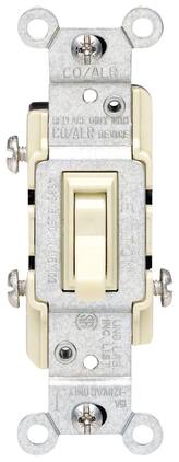 Leviton - 15 Amp 120V Toggle 3-Way AC Quiet Switch Grounding Residential Grade Model 2653-2I - Ivory