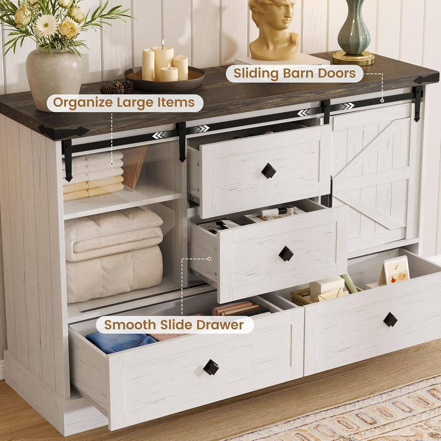 - Organize Large Items
- Sliding Barn Doors
- Smooth Slide Drawer