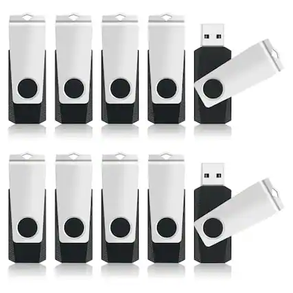 Front. DORLUKFU - 8GB Flash Drive USB Memory Stick 10 Pack, Bulk Thumb Drives Swivel Jump Drives USB Storage Flash Drive with Lanyards, - 10 Pack Black.