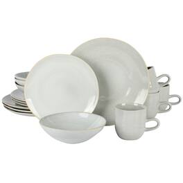 Laurie Gates - Ravenna 16 Piece Round Stoneware Dinnerware Set in Grey - Gray