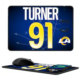 Keyscaper - Kobie Turner Los Angeles Rams Wireless Charger and Mouse Pad - Black