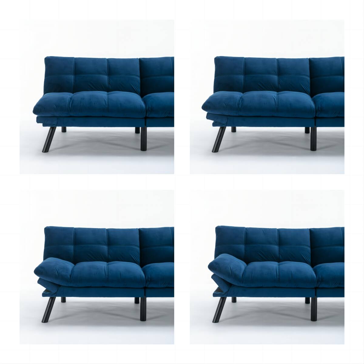 Back. Tiramisubest - Convertible Foldable Modern Sofa Bed,Futon Lazy Sofa Bed,Comfy Small Couch for Living Room and Bedroom,Navy Blue - Navy Blue.