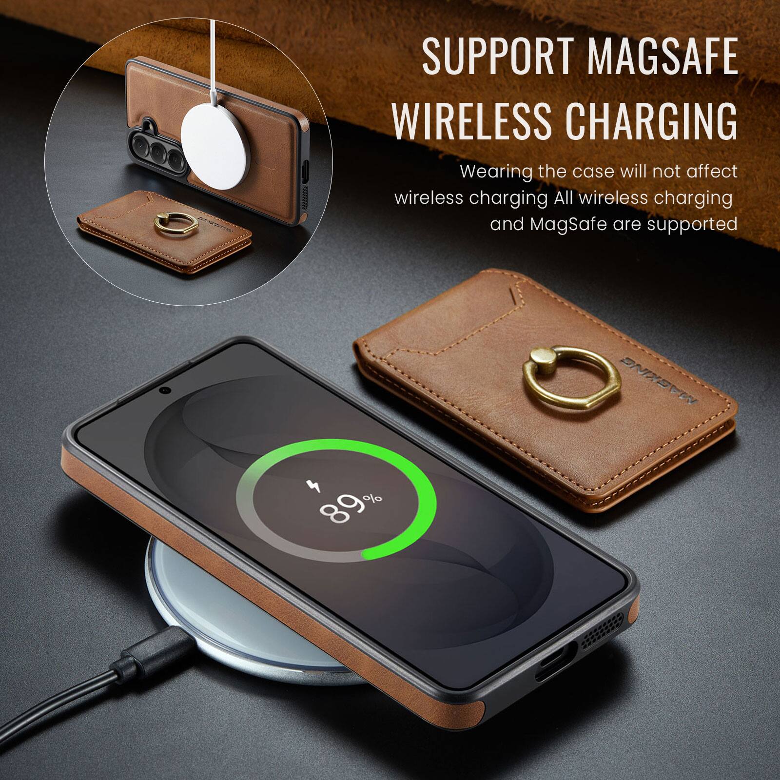 I support MagSafe wireless charging. Wearing the case will not affect wireless charging. All wireless charging and MagSafe are supported. ONIXEYIN 89%
